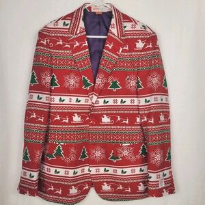 OppoSuits Christmas Blazer Mens 40 Red Holiday Winter Wonderland Festive Ugly